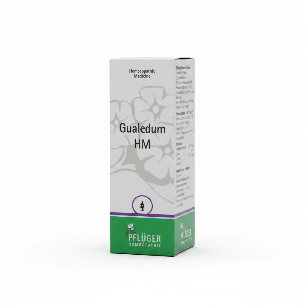 Gualedum HM by Pflüger – Homoeopathic drops on white background