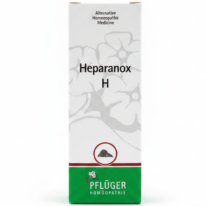 Heparanox H by Pflüger – Alternative Homoeopathic Medicine drops on white background