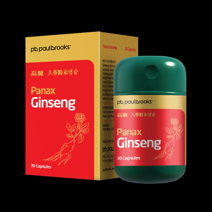 pb paulbrooks Panax Ginseng Capsules 30s – box and bottle