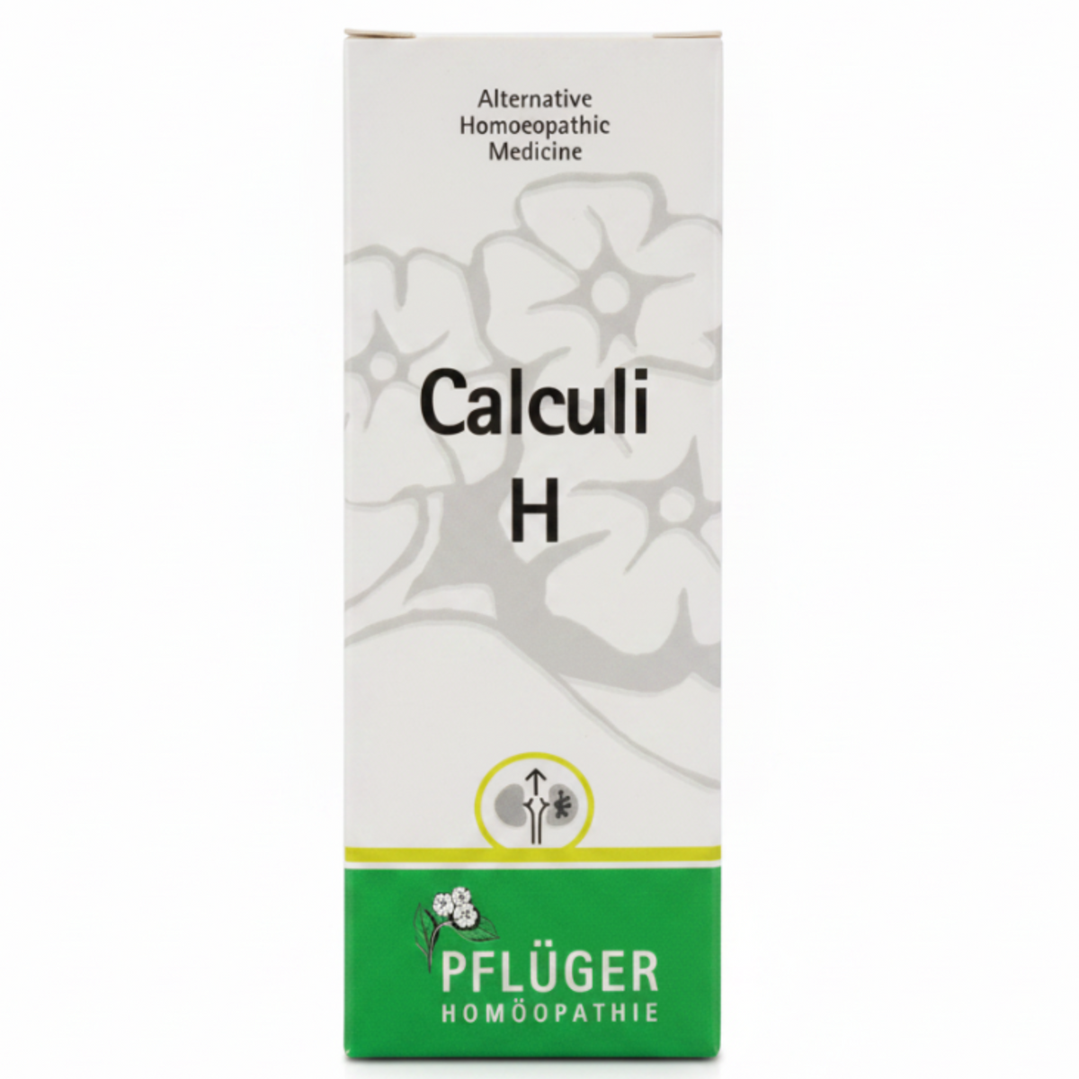 Calculi H by Pflüger – Homoeopathic drops on white background