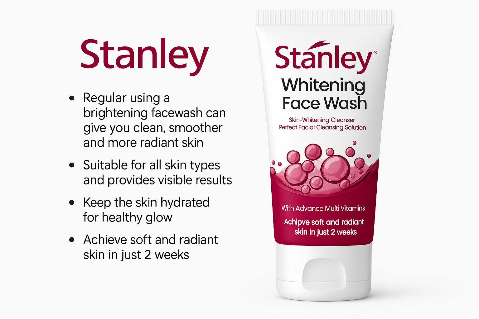 Stanley Whitening Face Wash - Skin Brightening Cleanser with Multi Vitamins